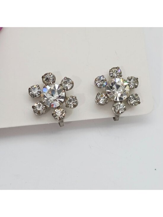 Unbranded Jewelry - Austrian Crystal Snowflake Screw-Back Earrings Silver Tone Metal Retro Clip-On